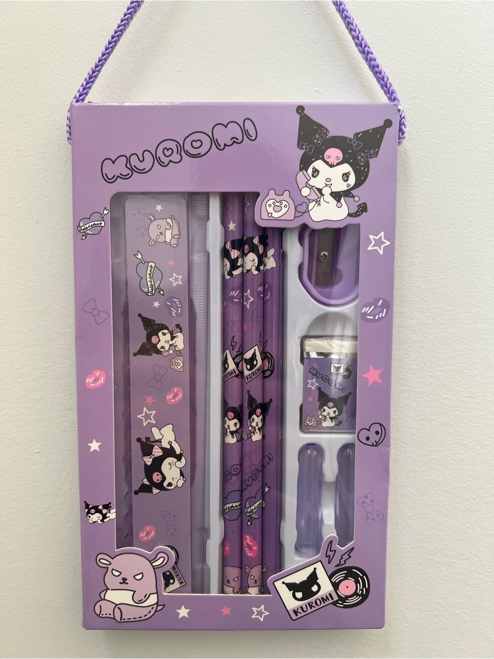 Sanrio Kuromi Kids Stationery Set - Eraser Pencil Ruler Kit Party Favours